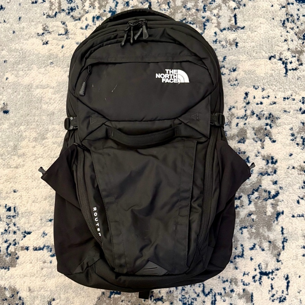 The North Face Router Backpack Black Laptop School Travel
